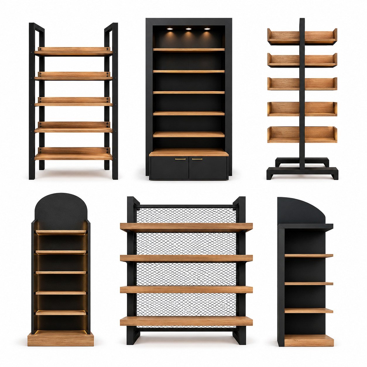 Sparkns Racks product range — shelving systems, gondola units and display fixtures